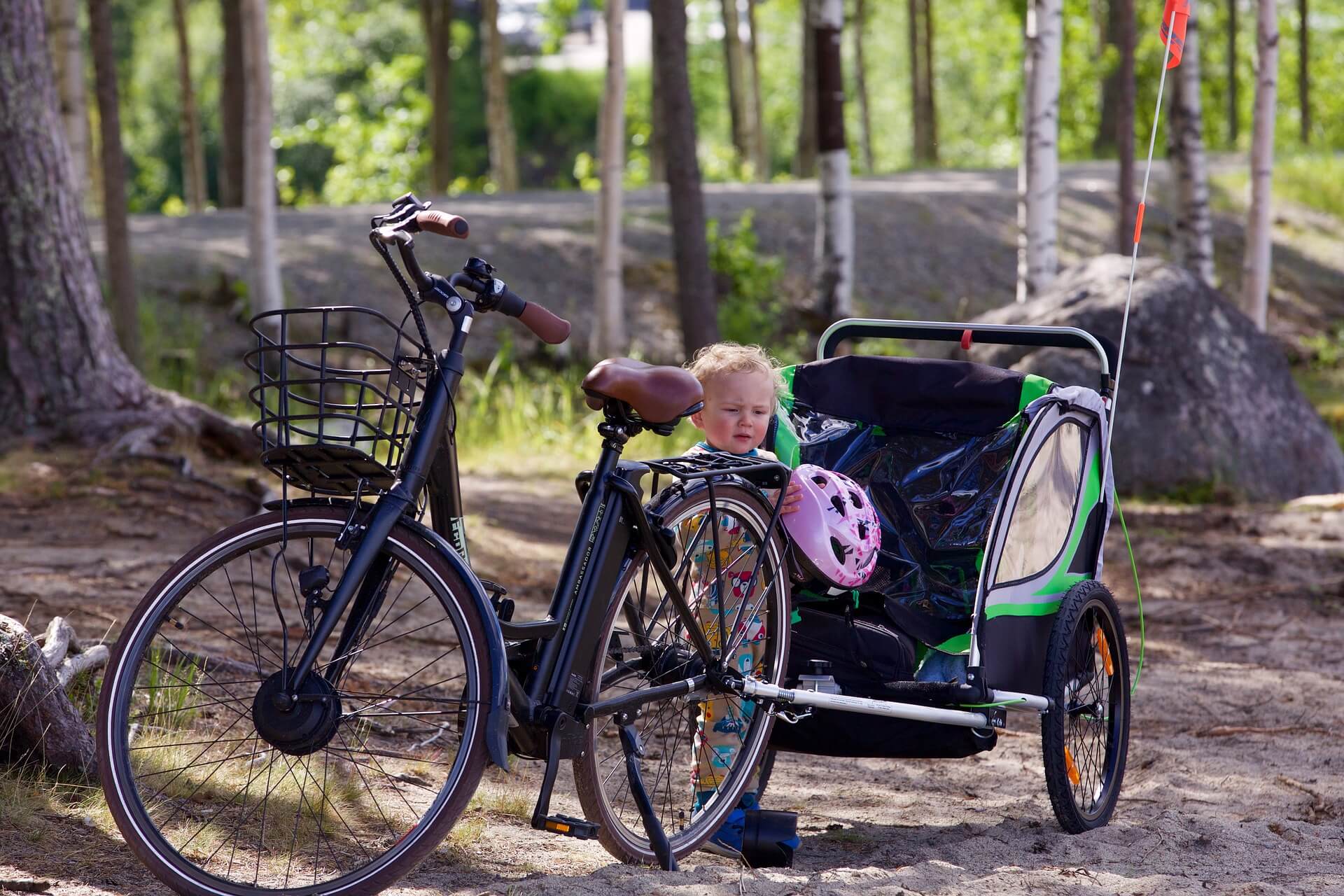 A rear mounted bike trailer