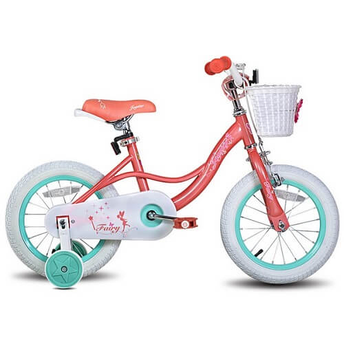 Support Wheels HILAND Petal 14 Inch Childrens Bicycle TÜV-tested for Girls 3-5 Years with Basket Handbrake and Back Pedal Pink 