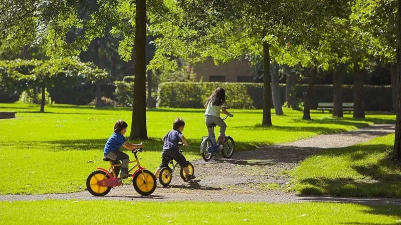 Kids riding bikes